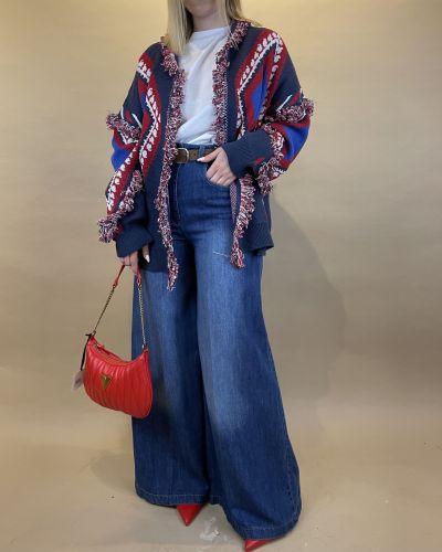 Denim a vita alta ampio Tensione in