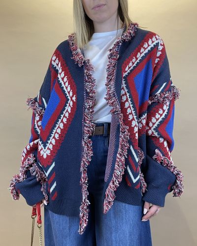 Cardigan fantasia sfrangiato Tensione in