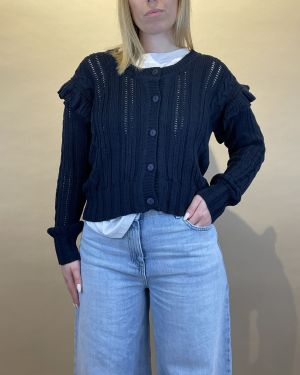 Cardigan traforato con volant ViCOLO