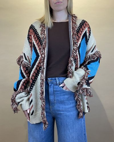 Cardigan sfrangiato fantasia Tensione in