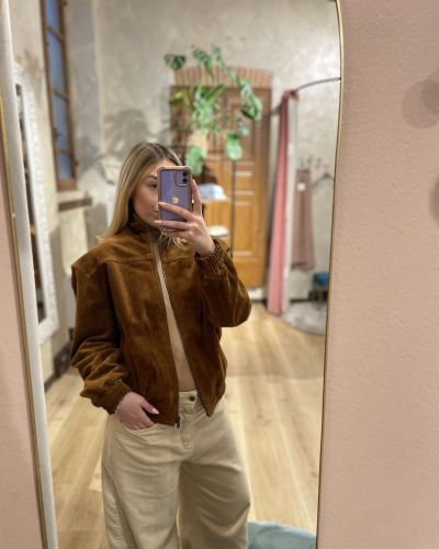 Bomber scamosciato in vera pelle ViCOLO