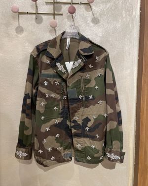 Giacca camouflage vintage con cabochon Tensione in