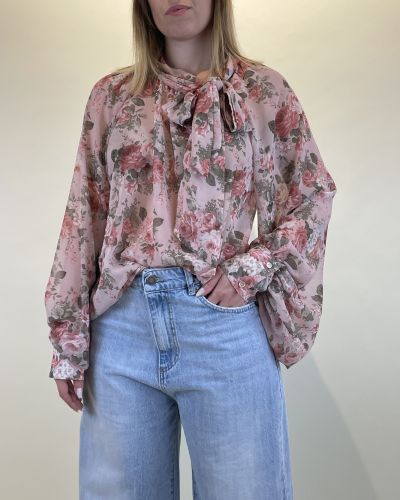 Blusa fantasia floreale con fiocco ViCOLO