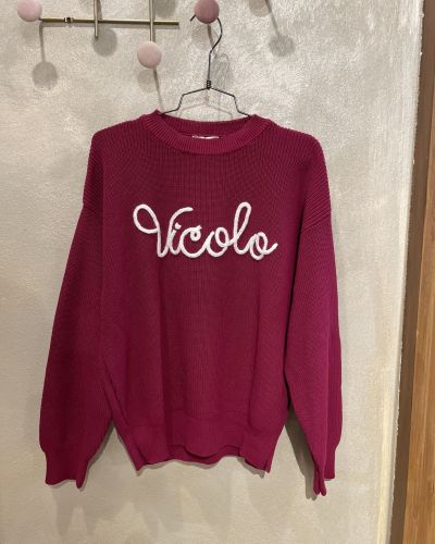 Maglia girocollo in cotone con scritta ViCOLO