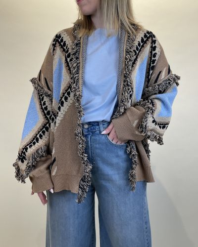 Cardigan sfrangiato Tensione in