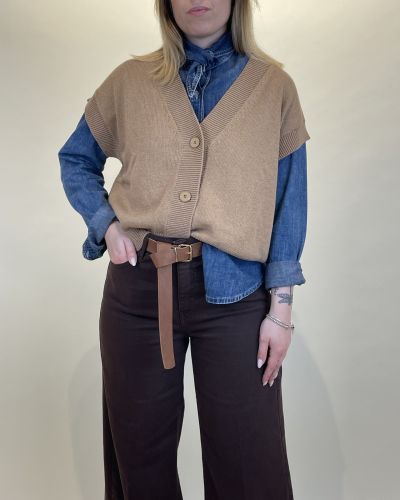 Gilet scollo V bordi a coste ViCOLO