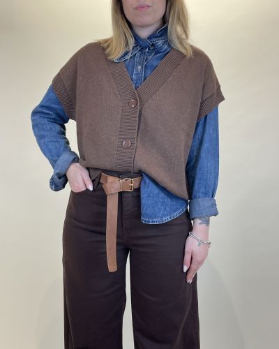 Gilet scollo V bordi a coste ViCOLO