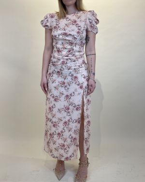 Abito midi a fiori con arriccio ViCOLO