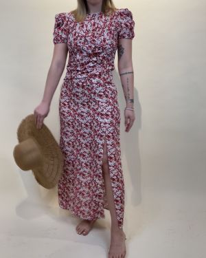 Abito midi a fiori con arriccio ViCOLO