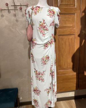 Abito midi a fiori con arriccio ViCOLO