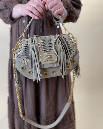 Borsa in suede con frange La Carrie