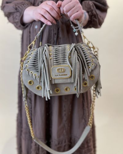 Borsa in suede con frange La Carrie