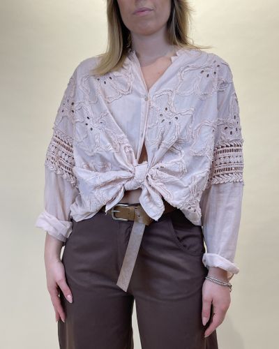 Camicia in mussola di cotone con ricami Motel