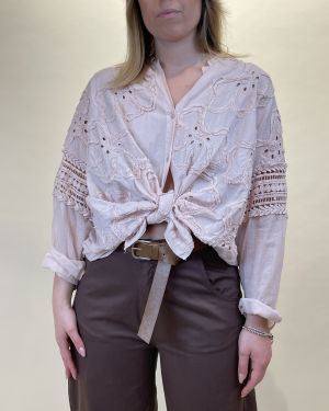 Camicia in mussola di cotone con ricami Motel