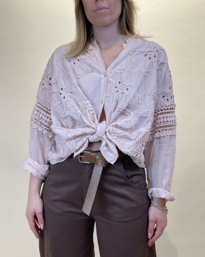 Camicia in mussola di cotone con ricami Motel