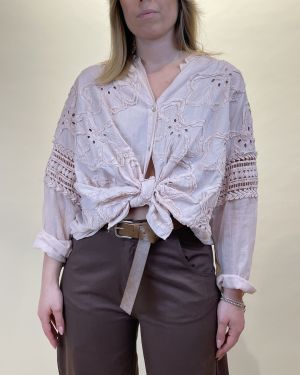 Camicia in mussola di cotone con ricami Motel