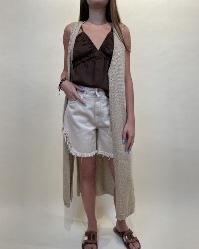 Gilet lungo in lurex dorato