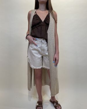 Gilet lungo in lurex dorato