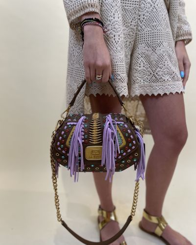 Borsa in raffia e frange La Carrie