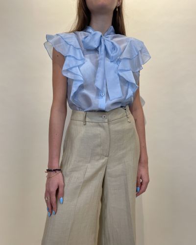 Camicia smanicata con rouches e fiocco ViCOLO
