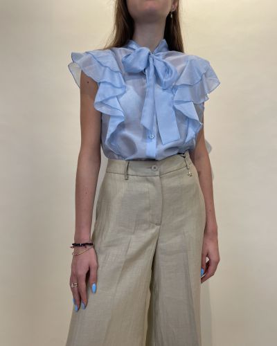 Camicia smanicata con rouches e fiocco ViCOLO