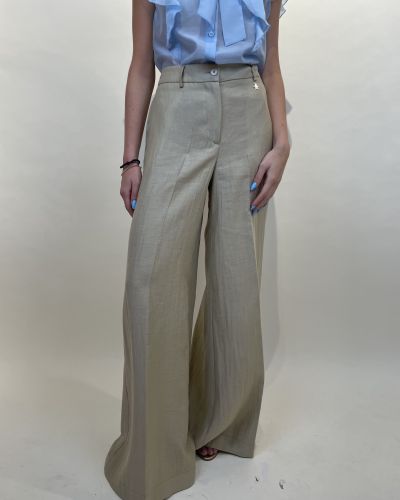 Pantalone palazzo in misto lino goffrato Souvenir