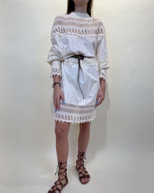 Abito in cotone con ricami in pizzo Tensione in