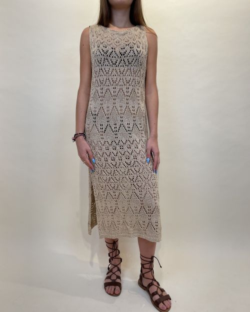 Abito in maglia di viscosa dorato lurex