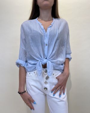 Camicia in mussola di cotone e seta Tensione in
