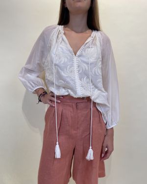 Camicia in mussola di cotone e seta Tensione in