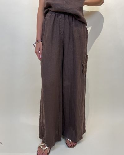 Pantalone in lino con ricamo ViCOLO