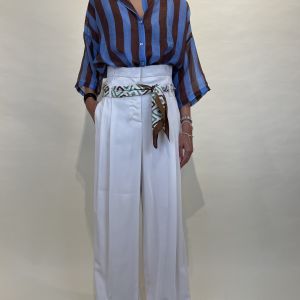 Pantalone vita alta doppio passante con foulard Kontatto