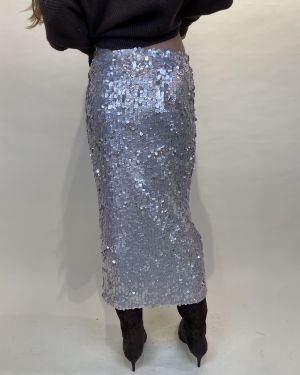Gonna paillettes opaca argento Souvenir
