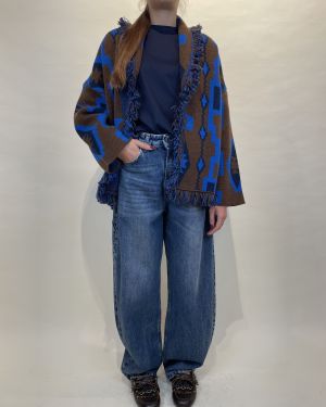 Cardigan fantasia moro e blu Tensione in