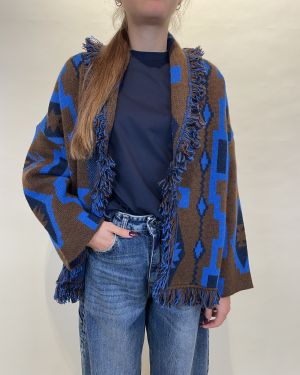 Cardigan fantasia moro e blu Tensione in