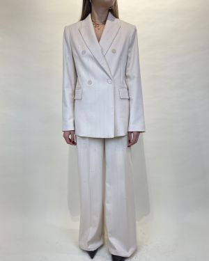 Blazer doppiopetto panna con filo paillettes Souvenir