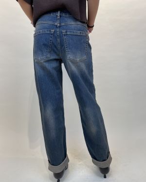Denim gamba dritta con risvolto Souvenir