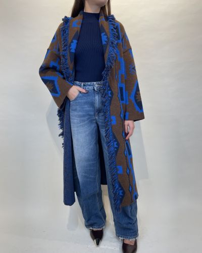 Cardigan lungo moro e blu Tensione in