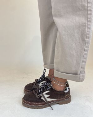 Sneaker Club Peak suede marrone e backtab cavallino Moaconcept