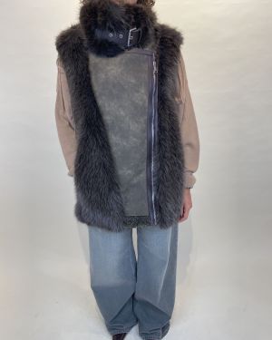 Gilet con ecopelliccia muschio Souvenir