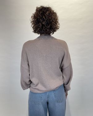 Maglia girocollo con frange in misto lana Kontatto