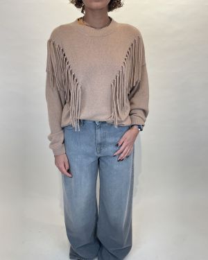 Maglia girocollo con frange in misto lana Kontatto