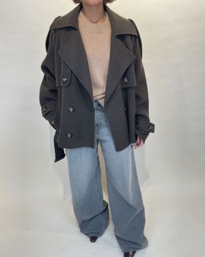 Cappotto trench corto in lana army ViCOLO