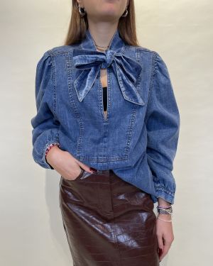 Camicia girocollo con maniche lunghe e fiocco Dixie