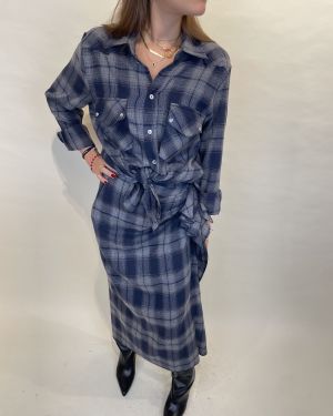 Camicia check grigio e blu Dixie