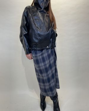 Bomber ecopelle nero con collo alto Tensione in