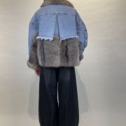 Giacca denim con inserti ecopelliccia e tasche frontali Dixie