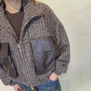 Bomber pied de poule con tasconi ecopelle Tensione in