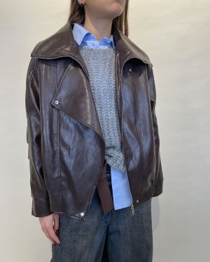 Bomber ecopelle moro con collo alto Tensione in