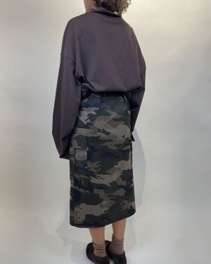 Gonna midi stampa mimetica con cintura Dixie
